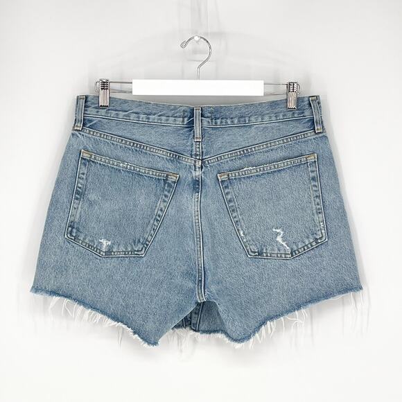 AGOLDE Parker Long Cutoff Denim Shorts Swapmeet Light Blue Size 29 - Picture 5 of 5